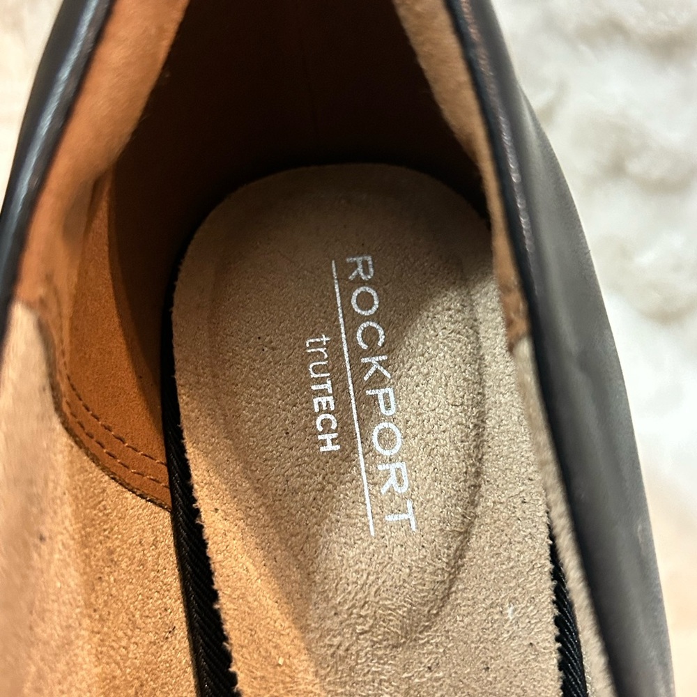 Rockport Black Leather Chunky Block Heel Penny Loafer women’s size 8 - Picture 5 of 13